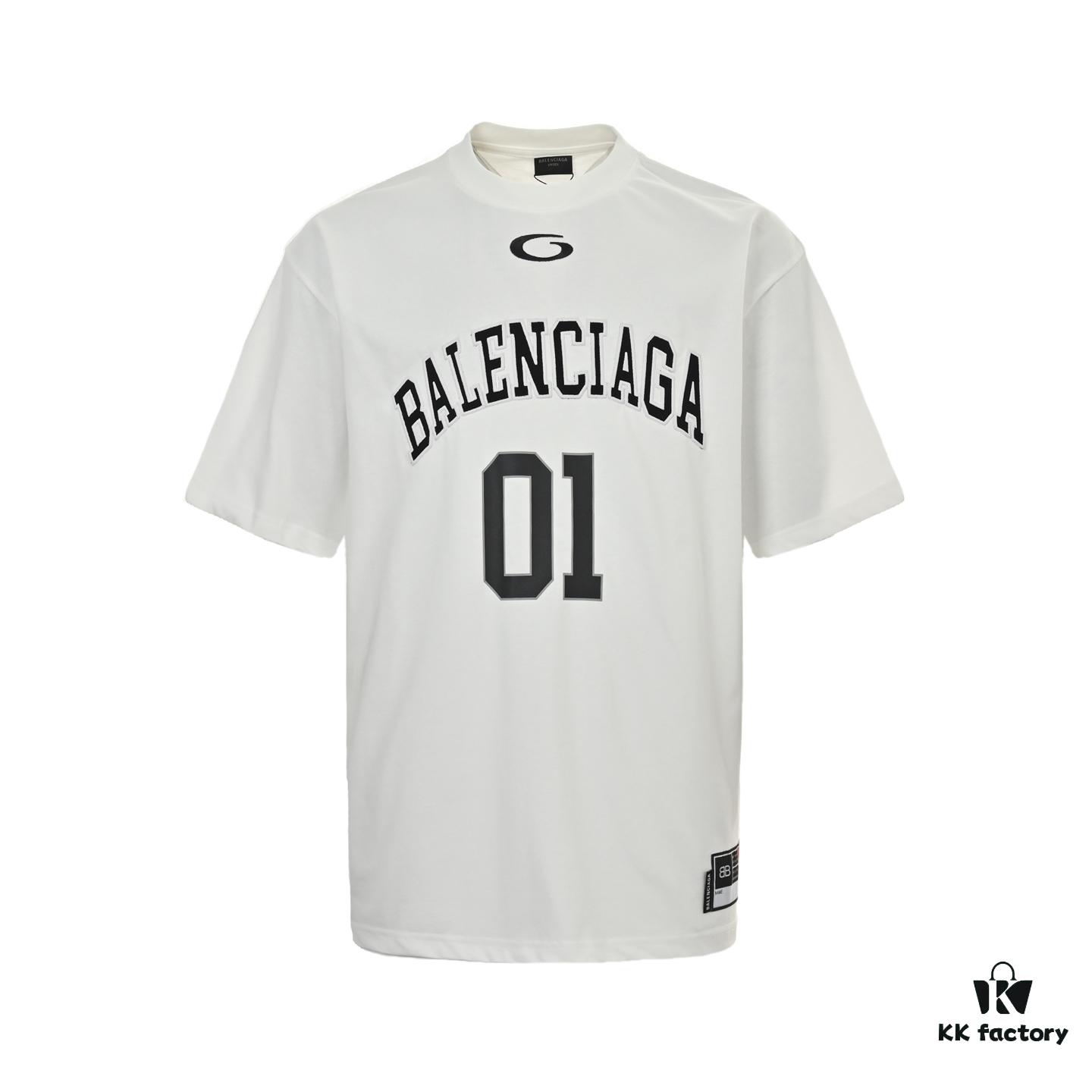 Balenciaga 25SS Basketball Embroidered Number 01 Print Short Sleeve T-Shirt