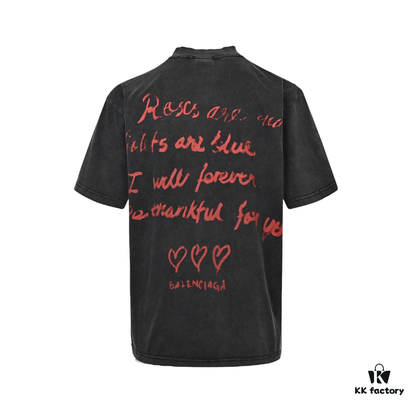 Balenciaga Valentine's Limited Edition Graffiti Heart Short-Sleeve T-Shirt