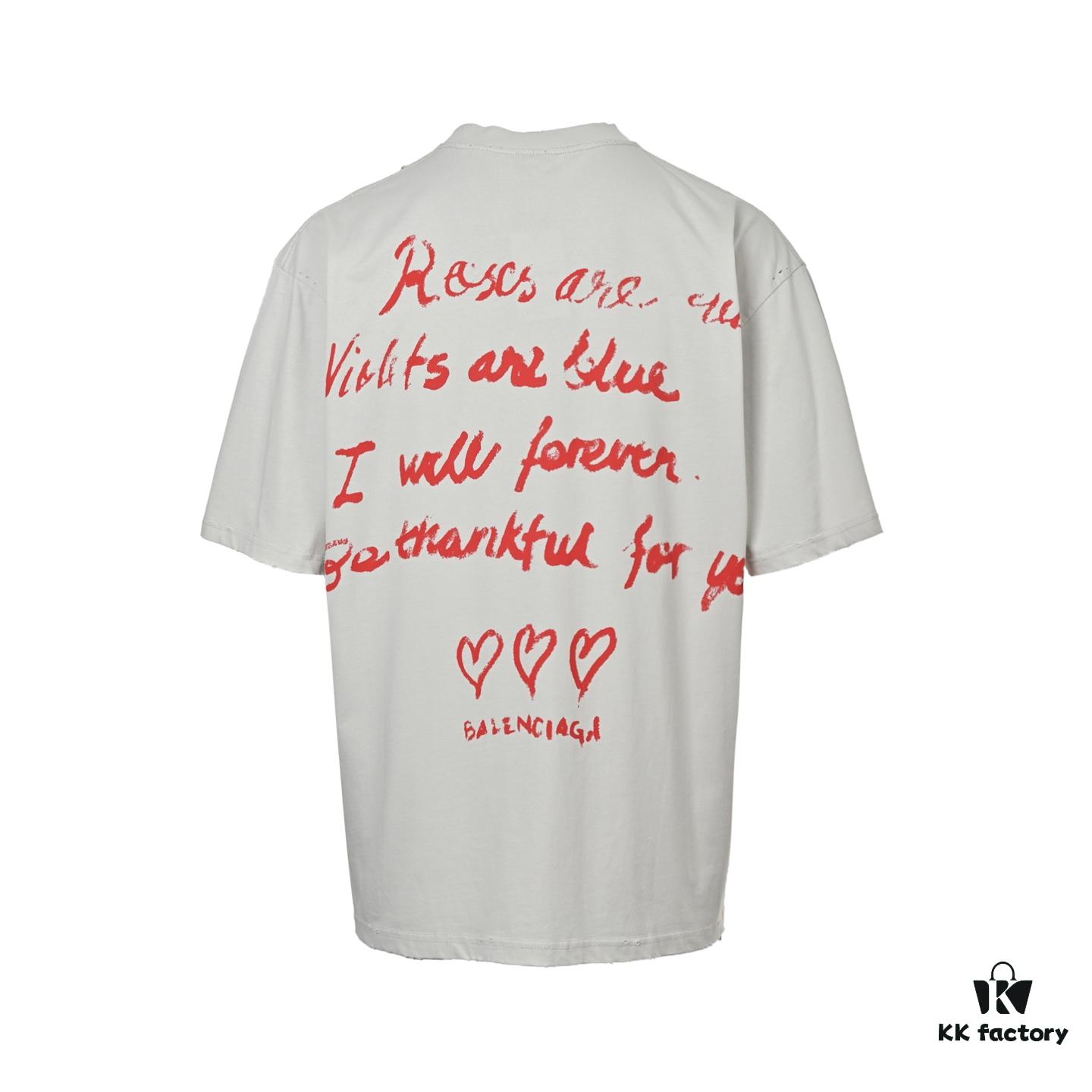 Balenciaga Valentine's Limited Edition Graffiti Heart Short-Sleeve T-Shirt