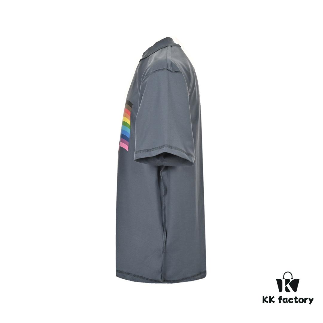 Balenciaga 24SS Reversed Rainbow Print Short Sleeve T-Shirt