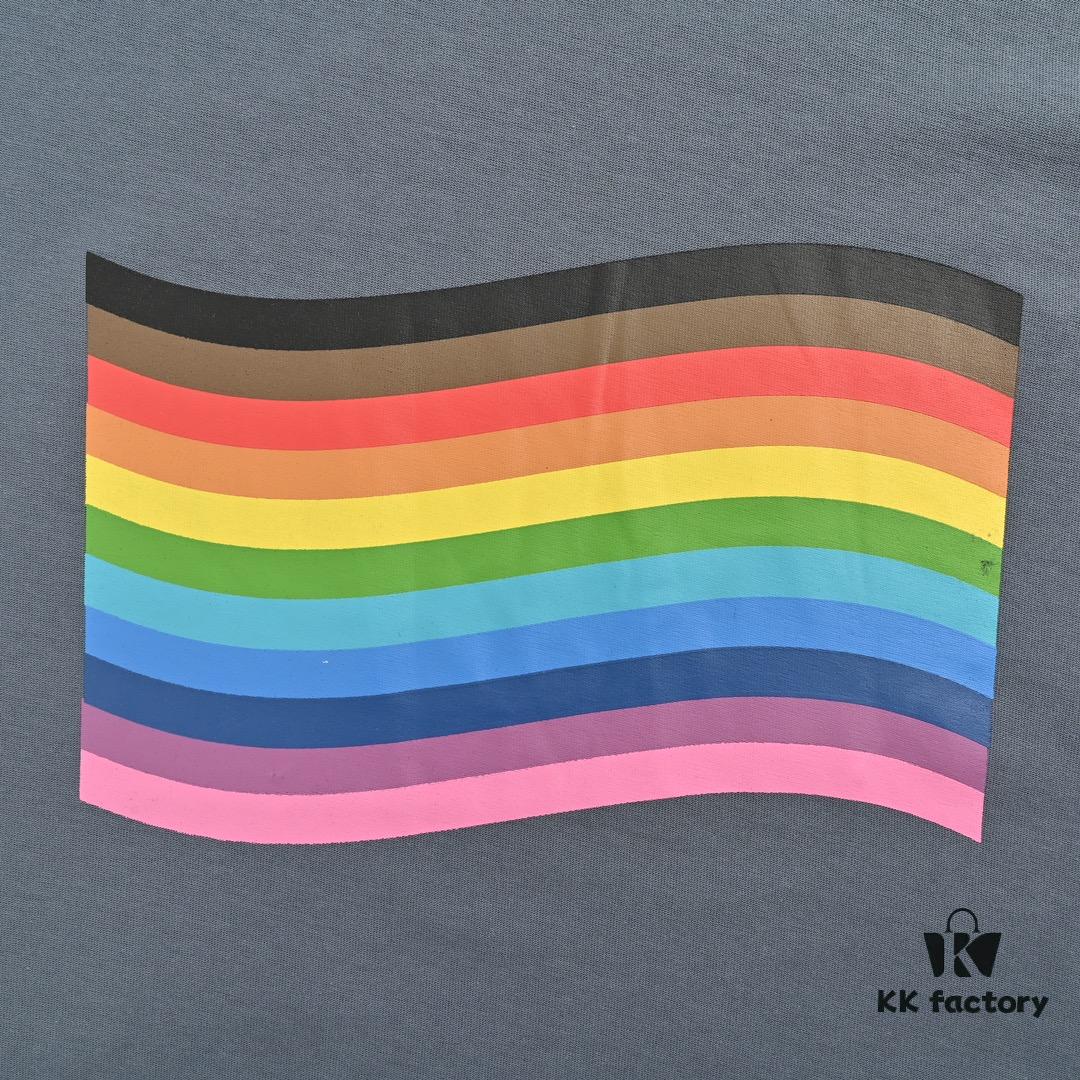 Balenciaga 24SS Reversed Rainbow Print Short Sleeve T-Shirt