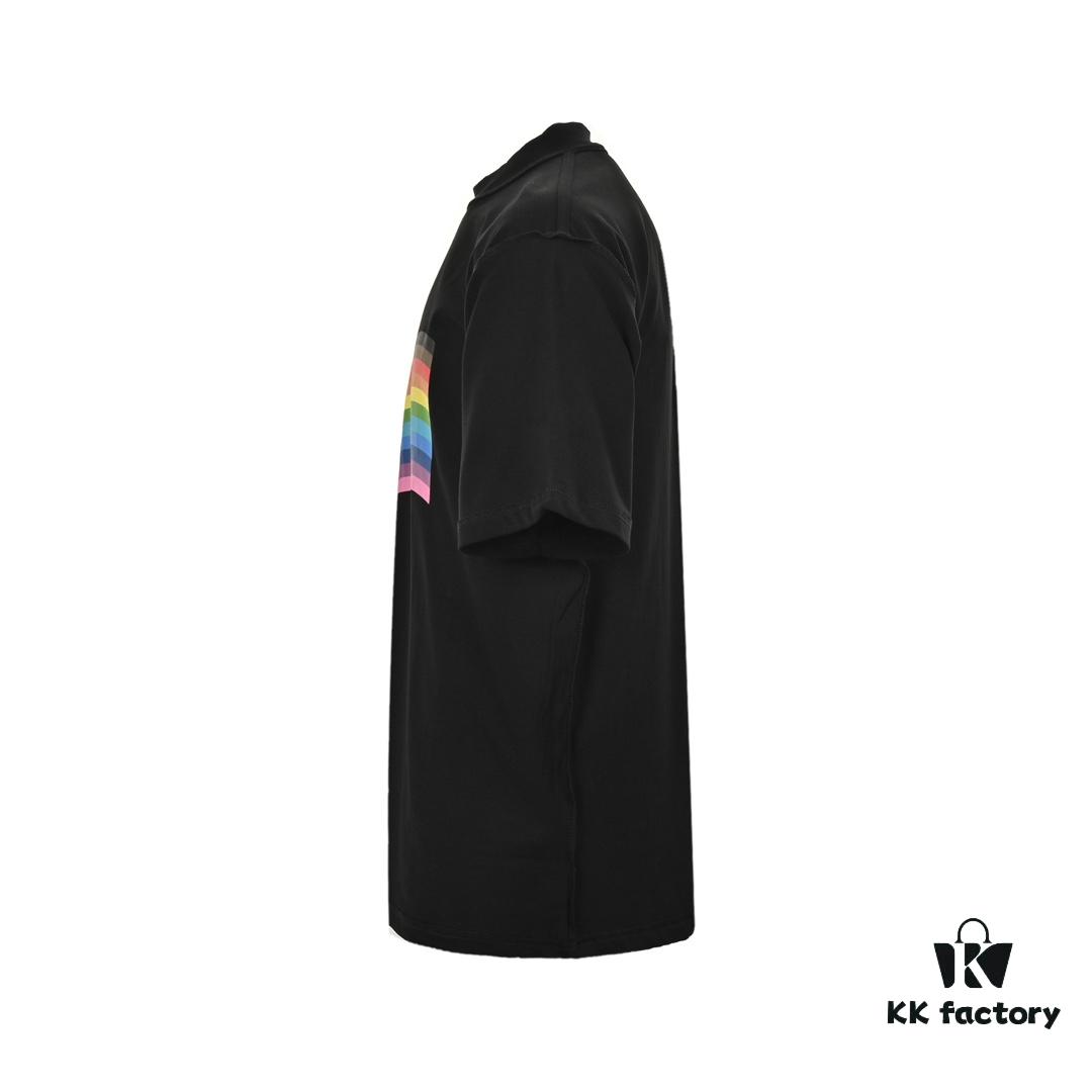 Balenciaga 24SS Reversed Rainbow Print Short-Sleeve T-Shirt