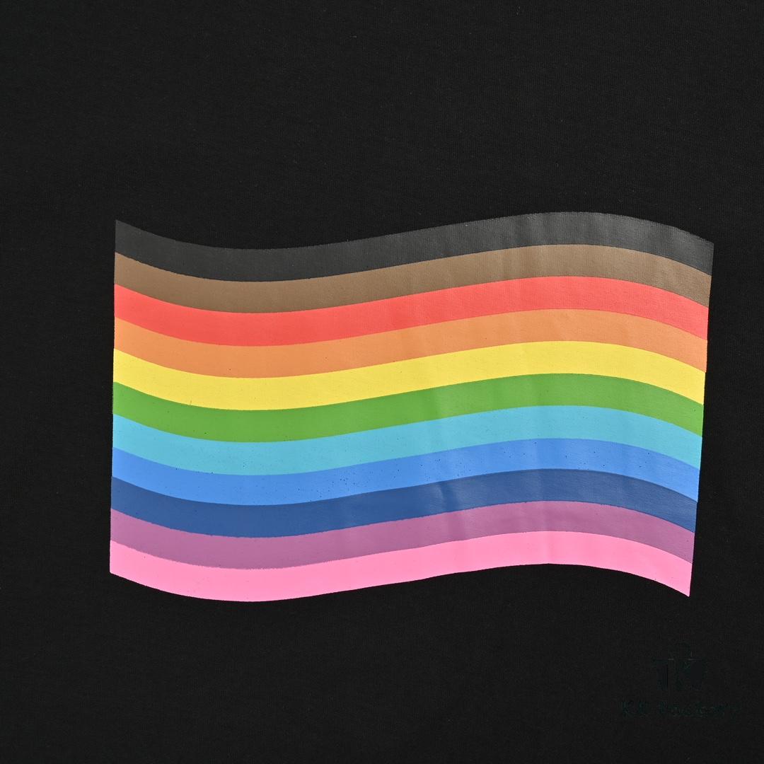 Balenciaga 24SS Reversed Rainbow Print Short-Sleeve T-Shirt