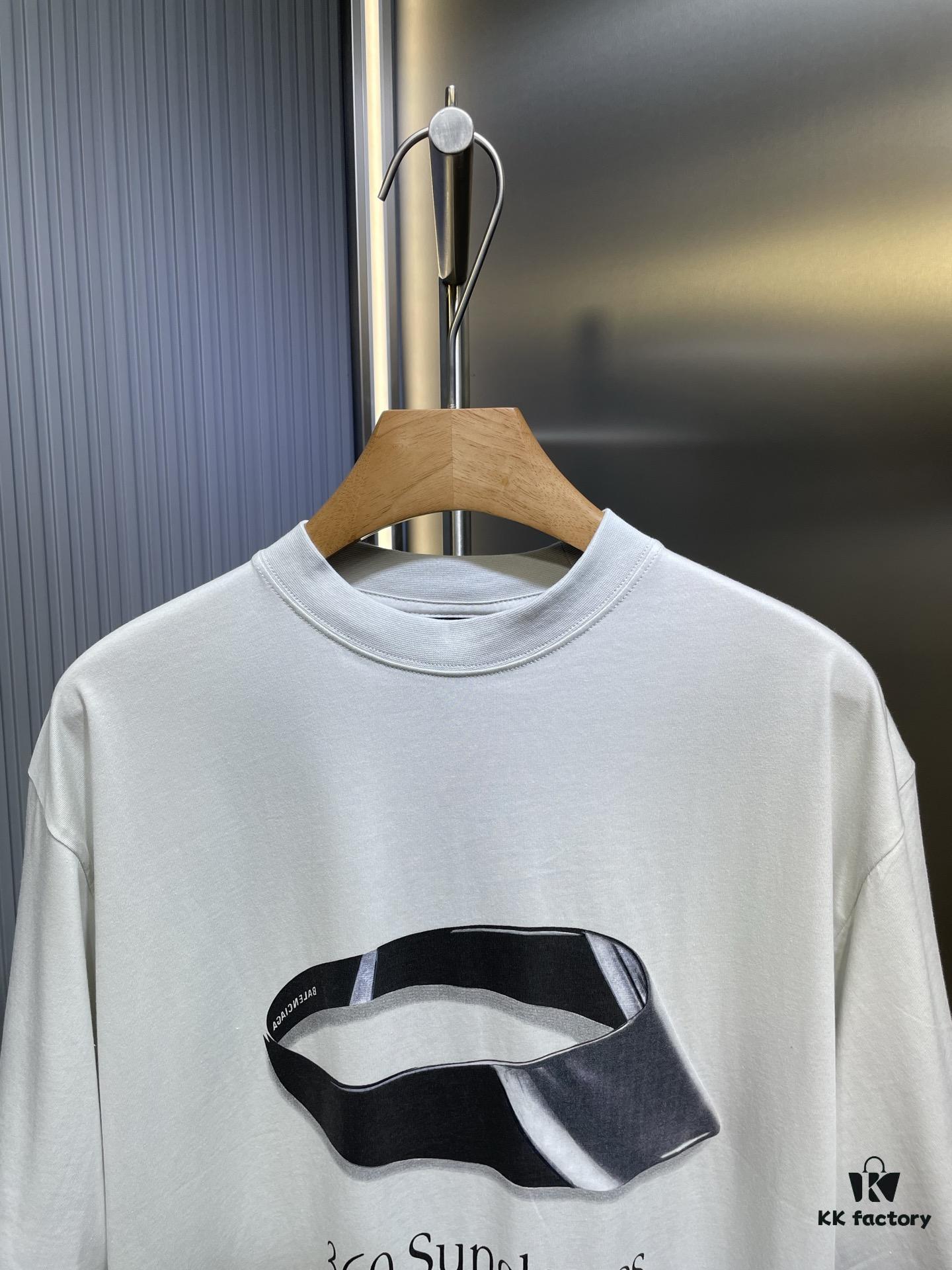 25SS Paris 360 Sunglasses Pattern Short-Sleeve T-Shirt, Grey-White Colorway, Unisex Design, Full Size In Stock