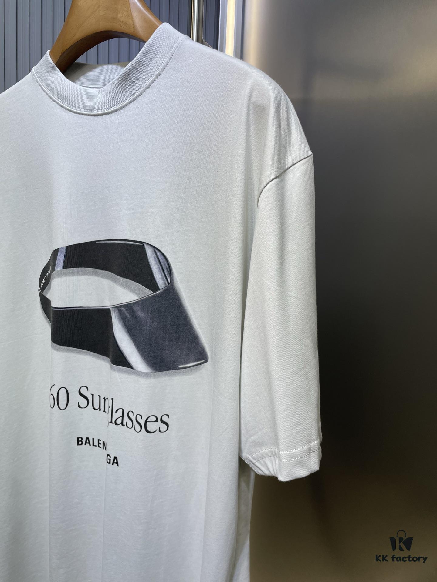 25SS Paris 360 Sunglasses Pattern Short-Sleeve T-Shirt, Grey-White Colorway, Unisex Design, Full Size In Stock