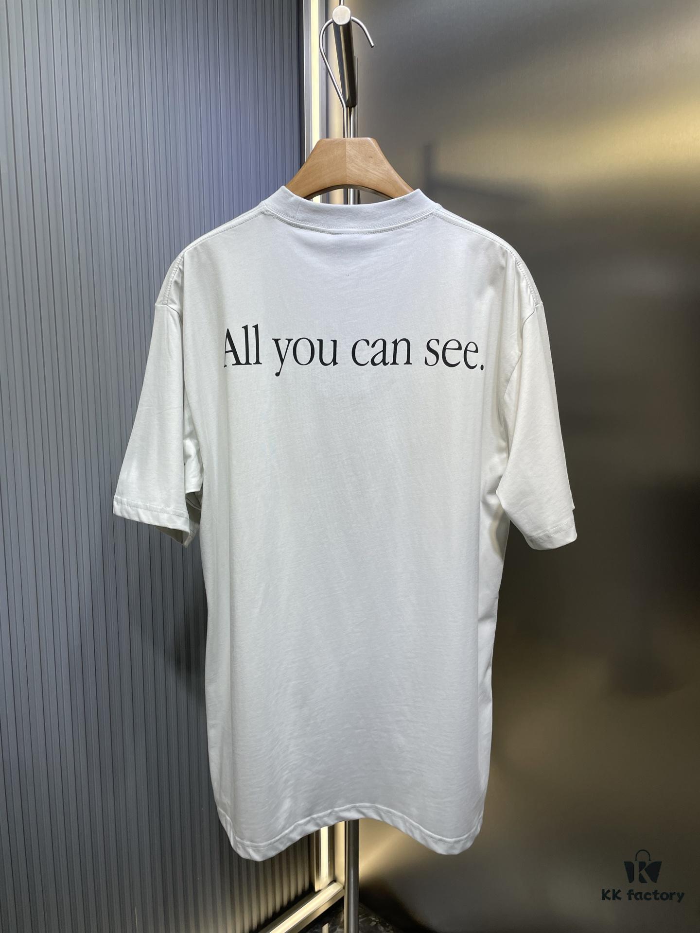 25SS Paris 360 Sunglasses Pattern Short-Sleeve T-Shirt, Grey-White Colorway, Unisex Design, Full Size In Stock