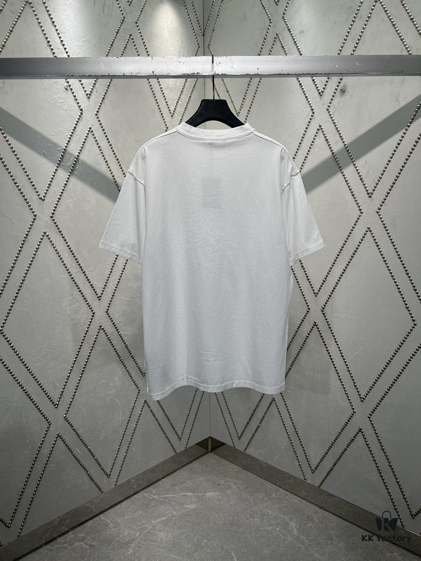 Paris 25SS New Arrival Inside-Out Washed Blue Vintage Plain Knit T-Shirt, Medium Fit