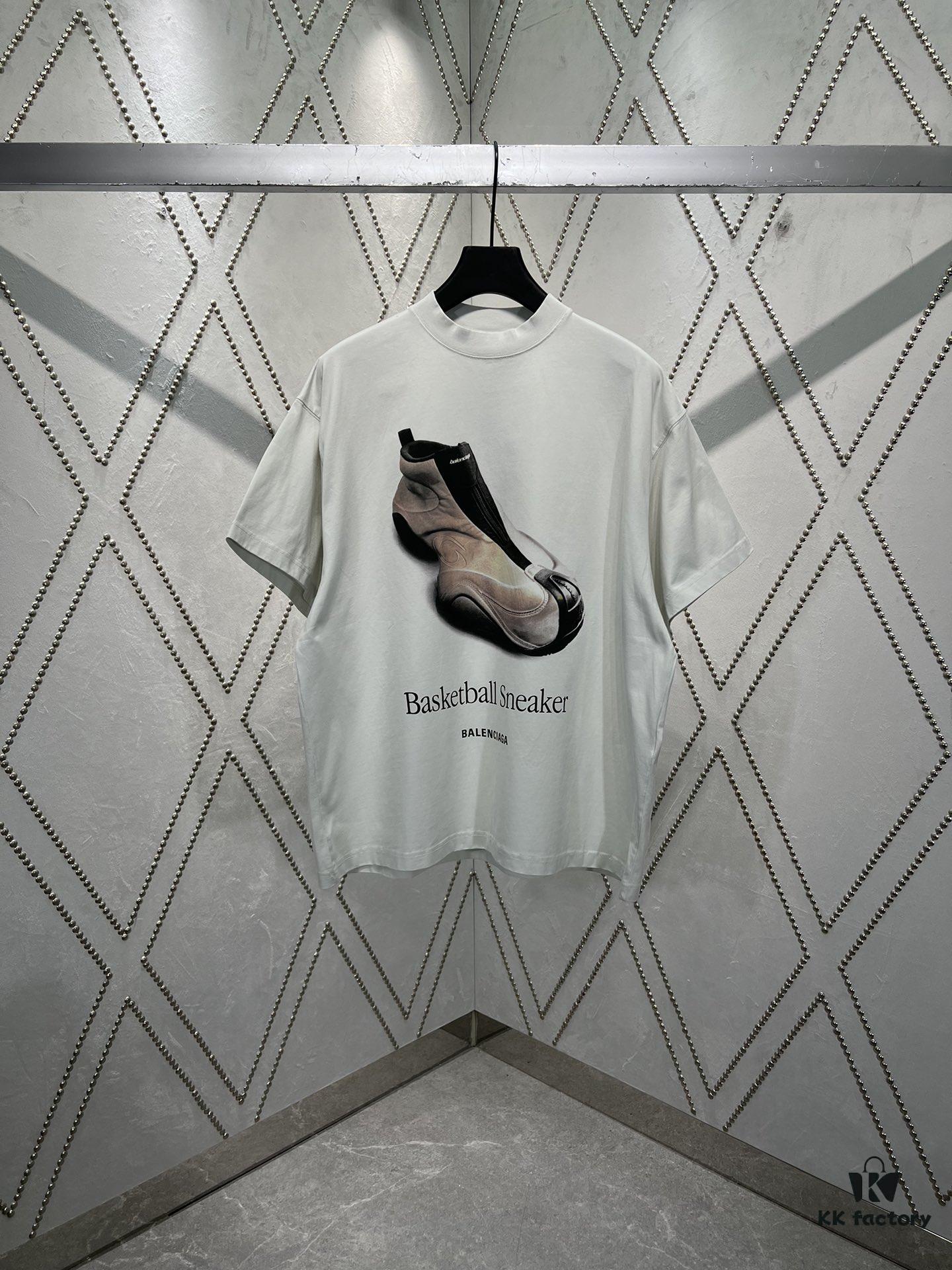Paris 25ss New Arrival Basketball Sneaker Distressed Plain Knit Oversized T-Shirt