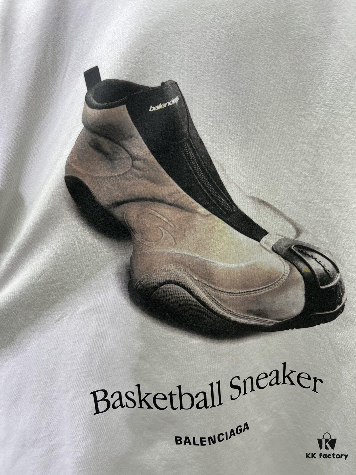 Paris 25ss New Arrival Basketball Sneaker Distressed Plain Knit Oversized T-Shirt