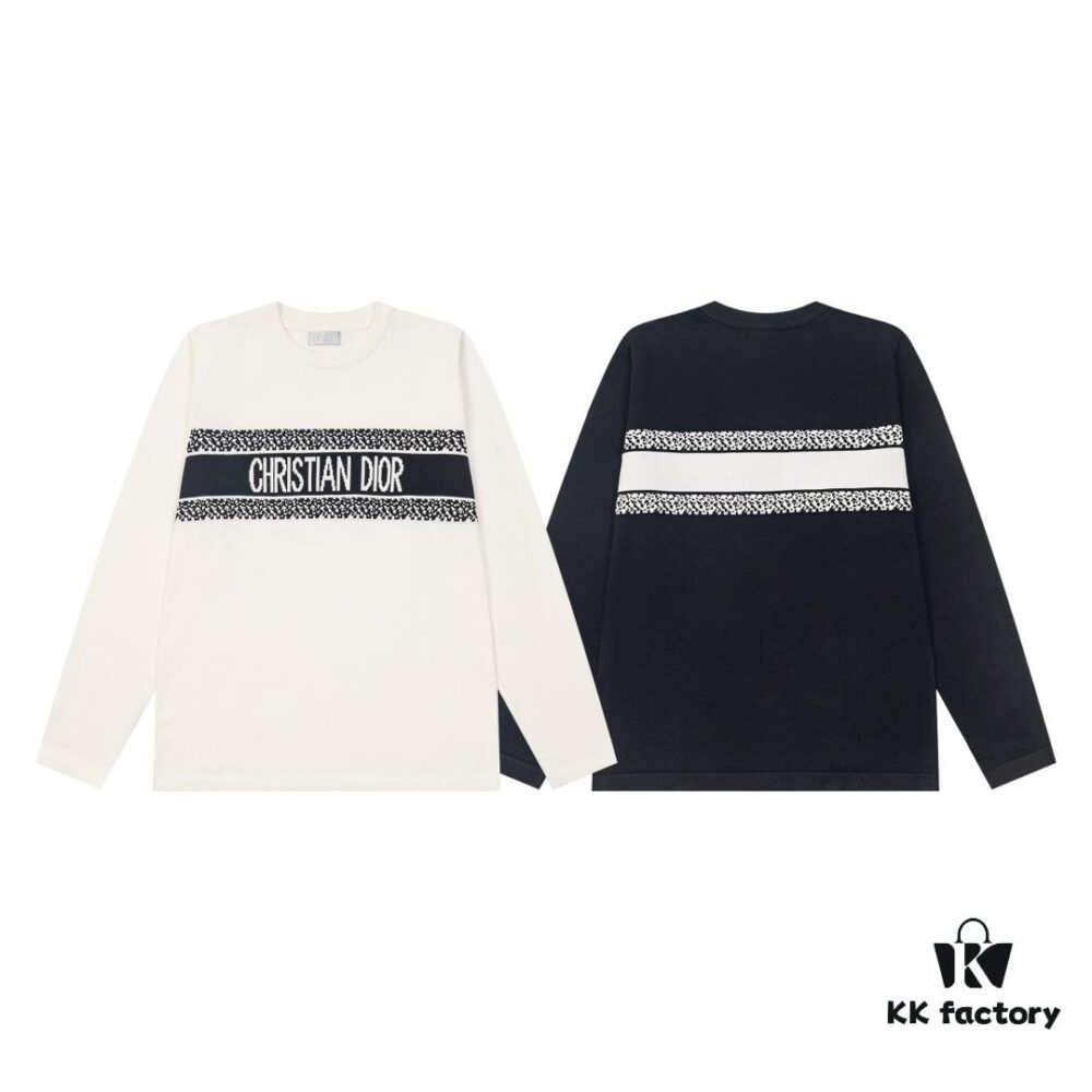 Dior 2024 New Arrival Jacquard Knit Long Sleeve Sweater Unisex, Classic Elastic Slim-Fit T-Shirt Short Sleeve, Exquisite Craftsmanship, Smooth and Breathable Fabric, High-Quality Fine Knitwear with Soft Skin-Feel