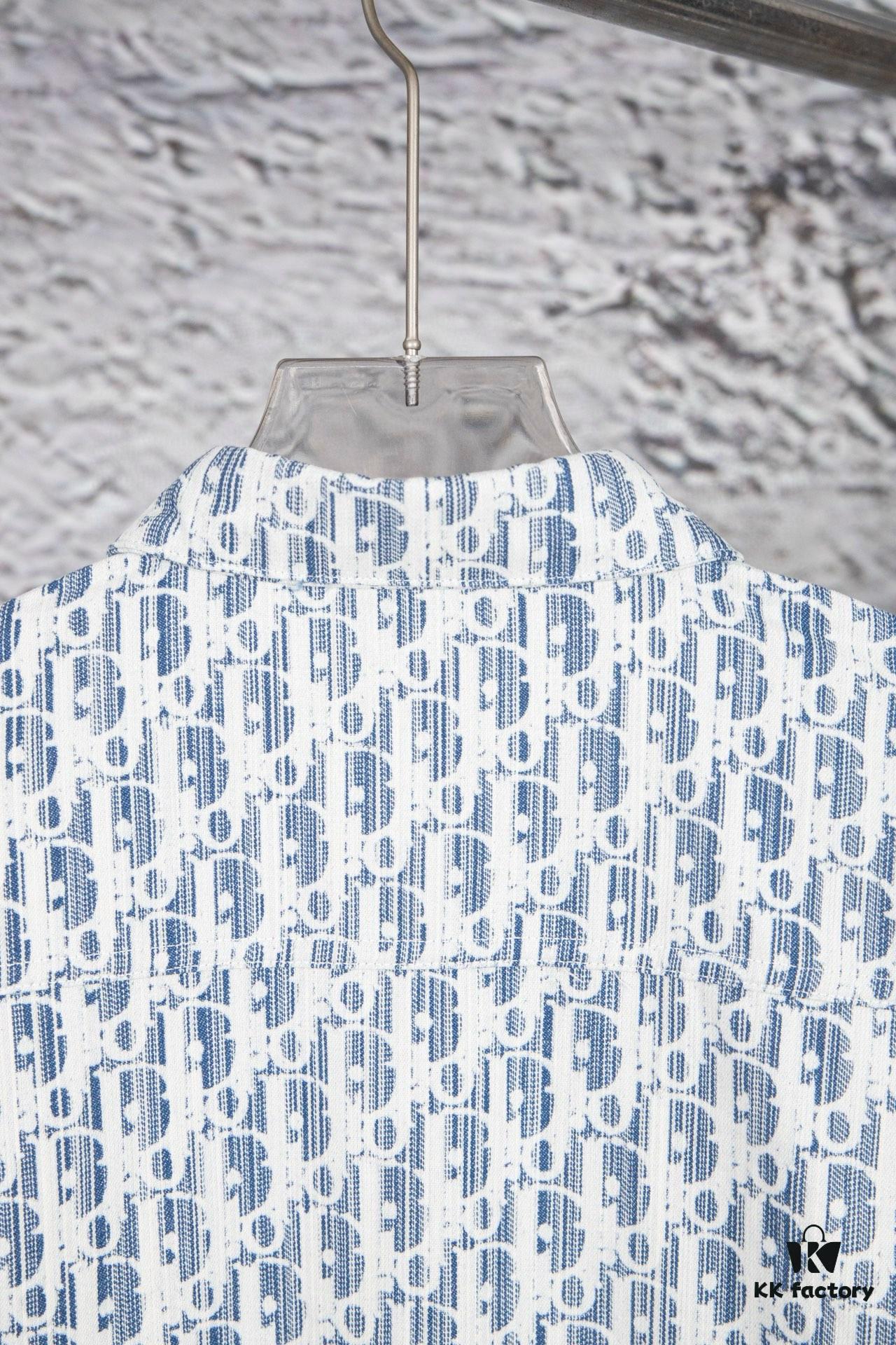 Dior Vintage Full Logo Jacquard Long Sleeve Denim Shirt