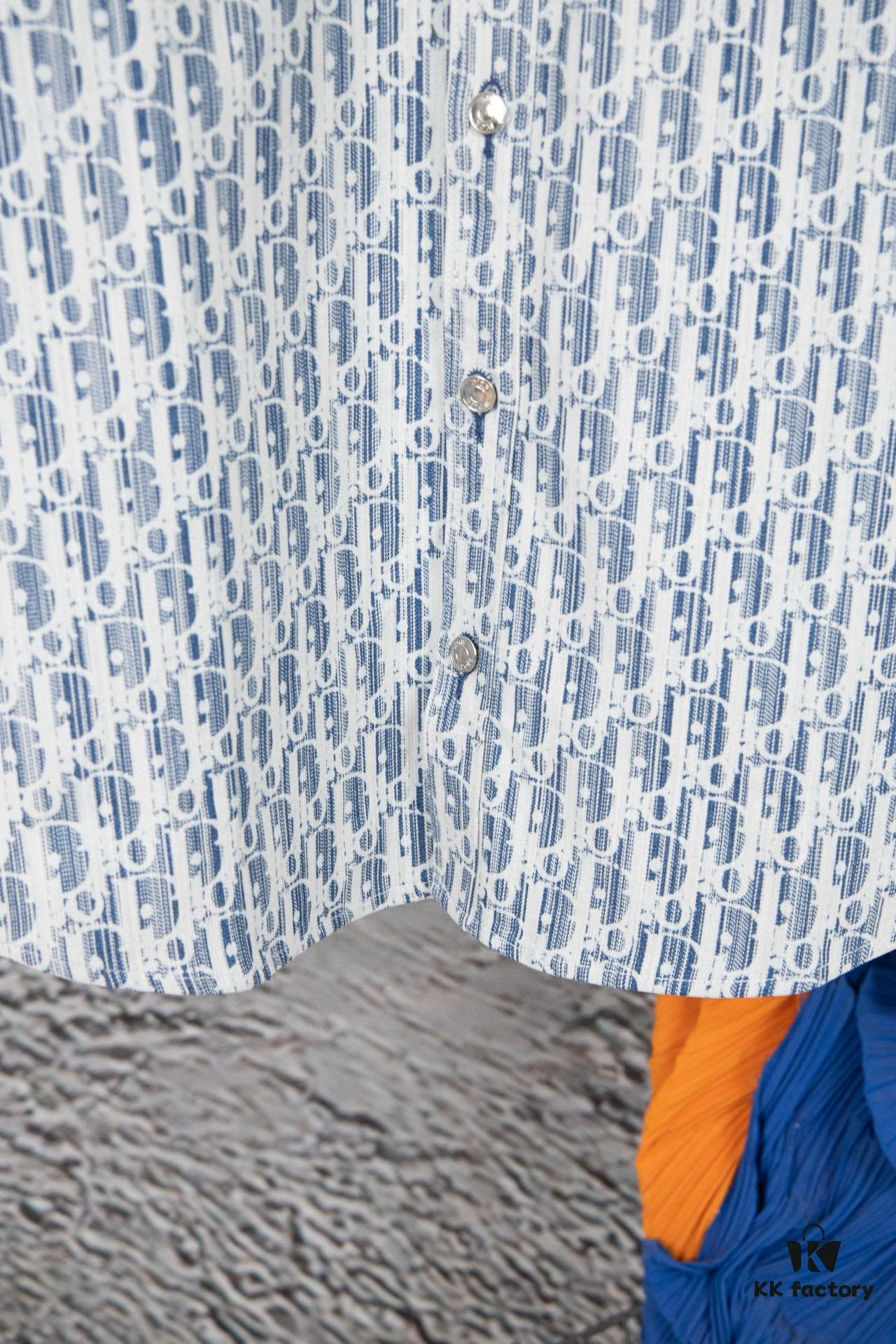 Dior Vintage Full Logo Jacquard Long Sleeve Denim Shirt