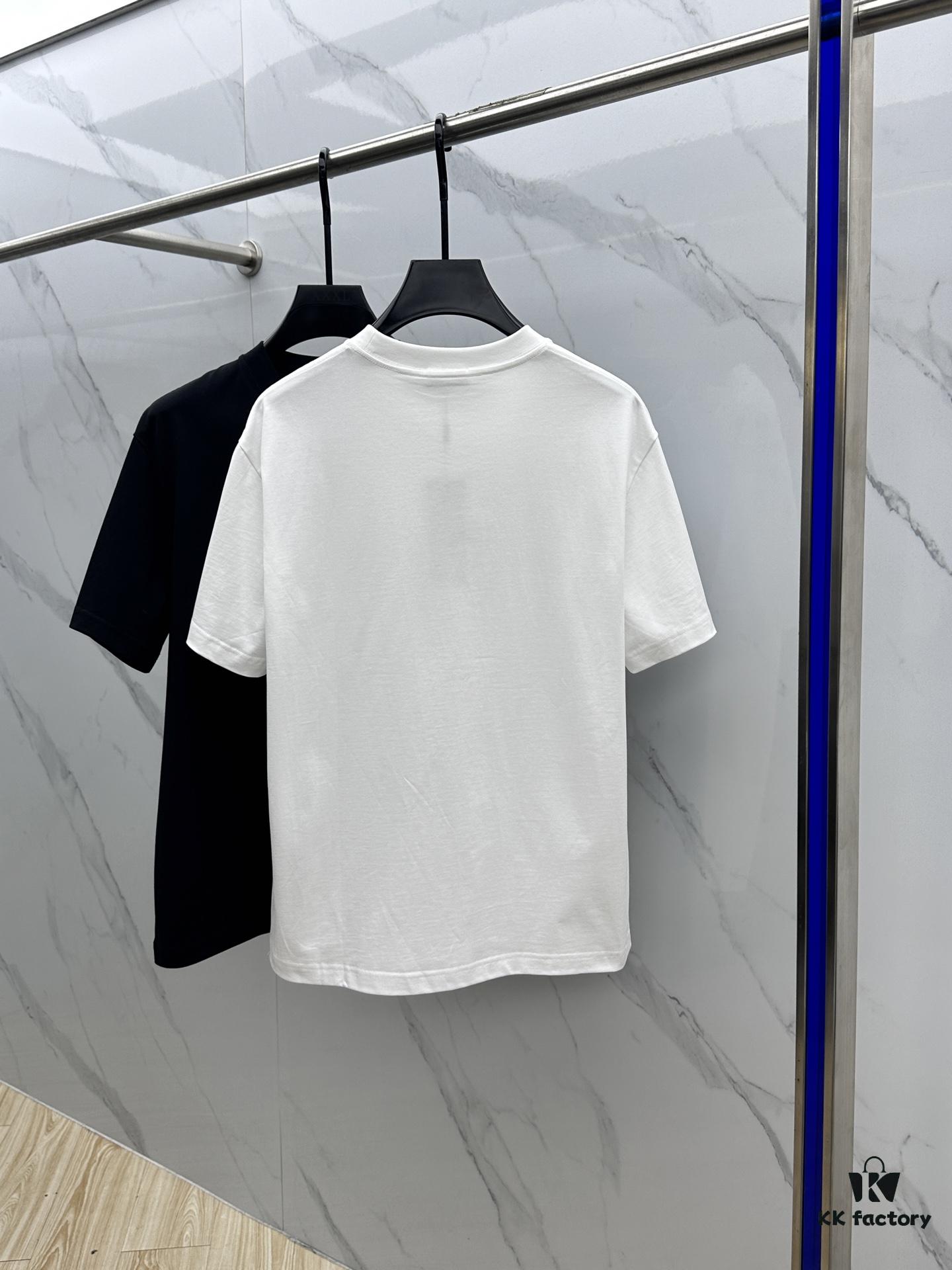 Christian Dior 2025 FW Spring/Summer New Arrival Round Neck T-Shirt for Layering or Outerwear, Embossed Logo Micro Oversized Short-Sleeve 260g Active Cotton Tee