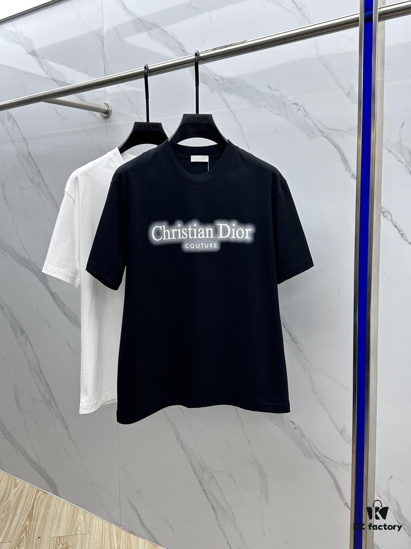 Christian Dior Dior 2025 FW Spring/Summer New Arrival Round Neck T-Shirt for Layering or Outerwear, 3D Logo Slightly Oversized Short-Sleeve 260g Active Cotton Tee