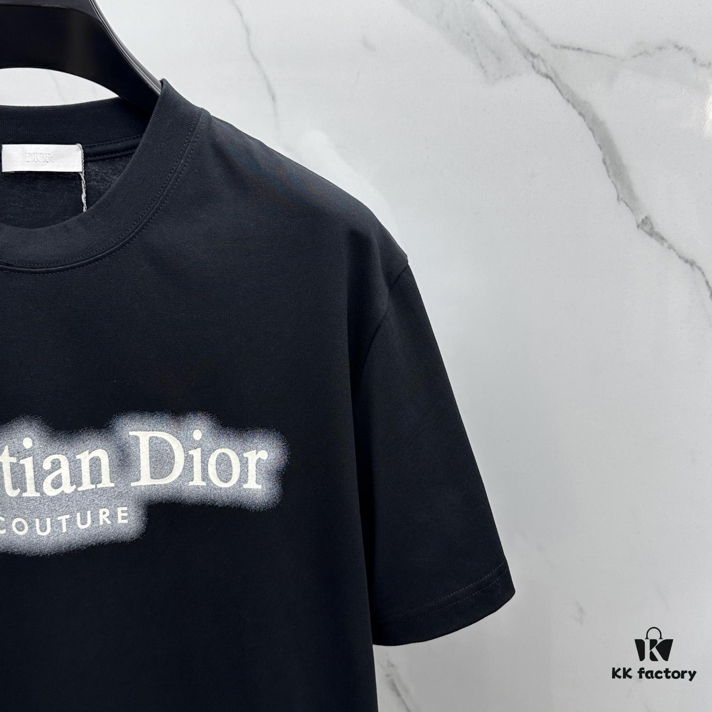 Christian Dior Dior 2025 FW Spring/Summer New Arrival Round Neck T-Shirt for Layering or Outerwear, 3D Logo Slightly Oversized Short-Sleeve 260g Active Cotton Tee