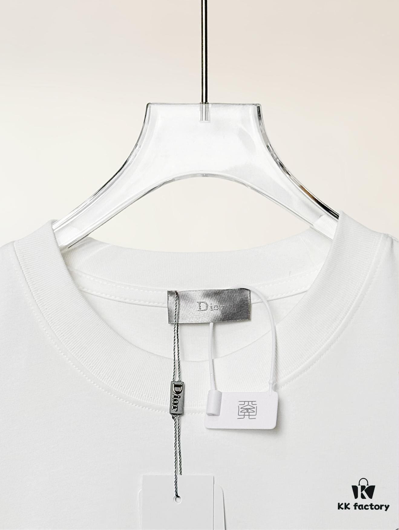 Dior Collaboration Embroidered Cat Short Sleeve T-Shirt