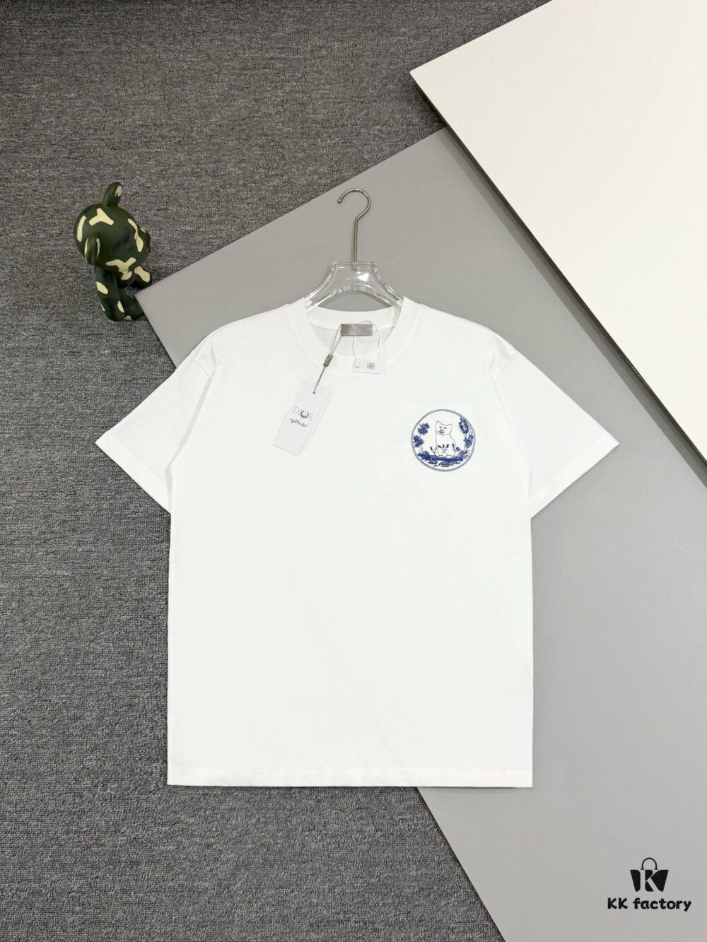 High Version Dior Collaboration Embroidered Cat Short Sleeve T-Shirt