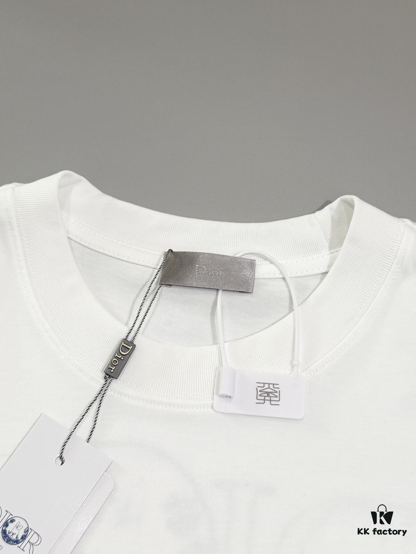 High Version Dior Collaboration Embroidered Cat Short Sleeve T-Shirt