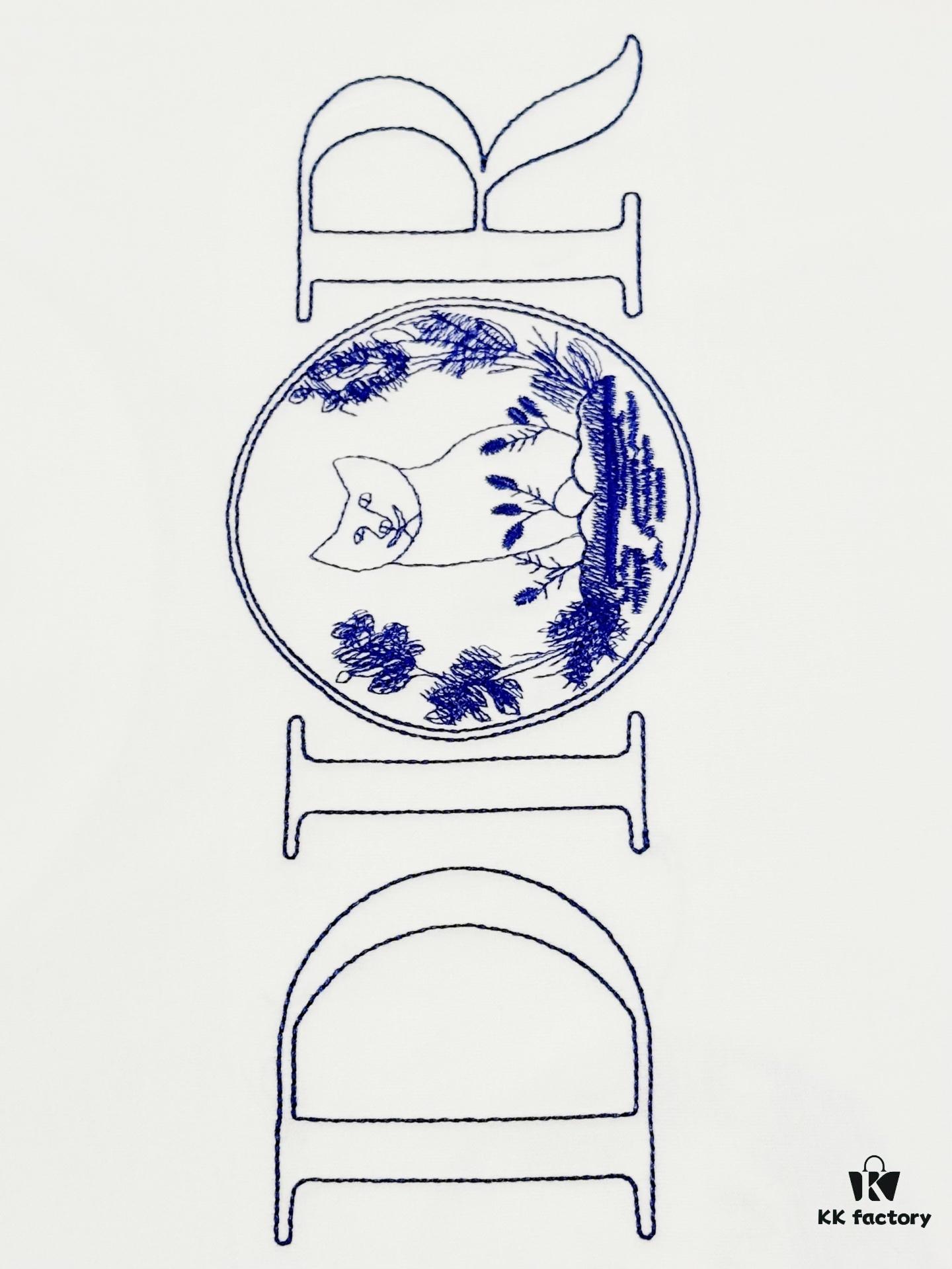 High Version Dior Collaboration Embroidered Cat Short Sleeve T-Shirt