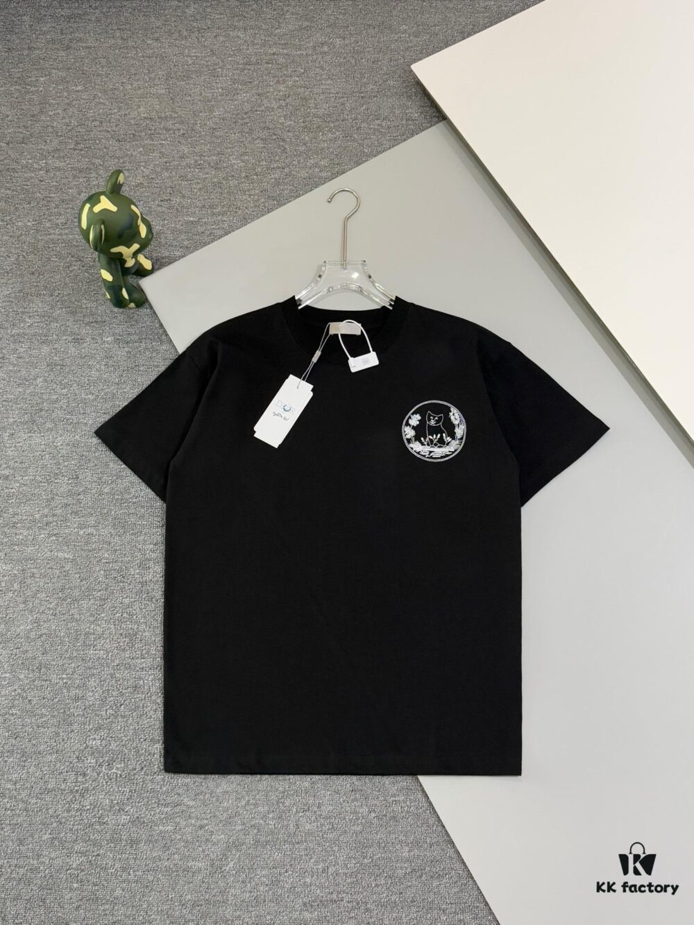 Dior Collaboration Embroidered Cat Short-Sleeve T-Shirt - Premium Version