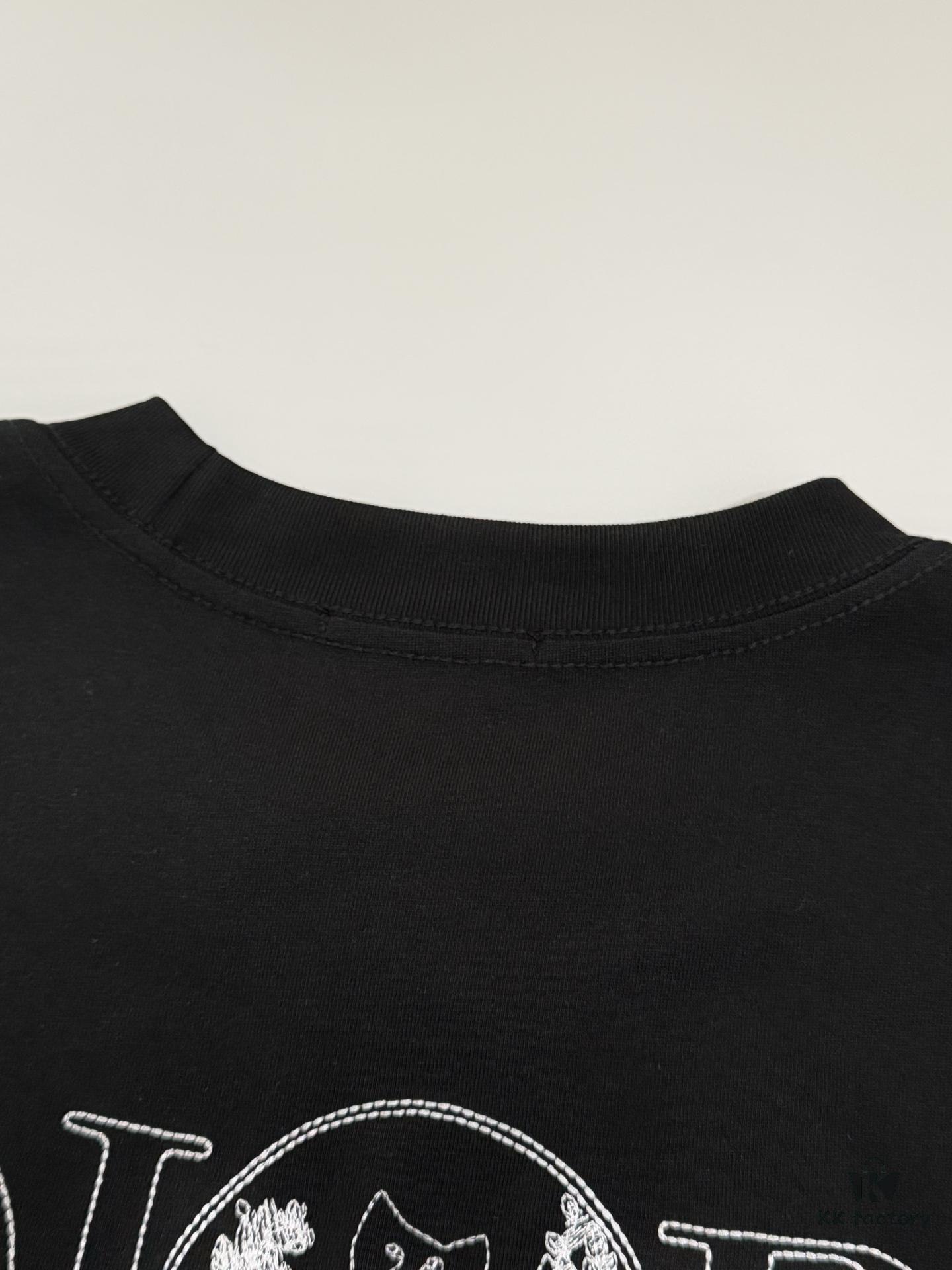 Dior Collaboration Embroidered Cat Short-Sleeve T-Shirt - Premium Version