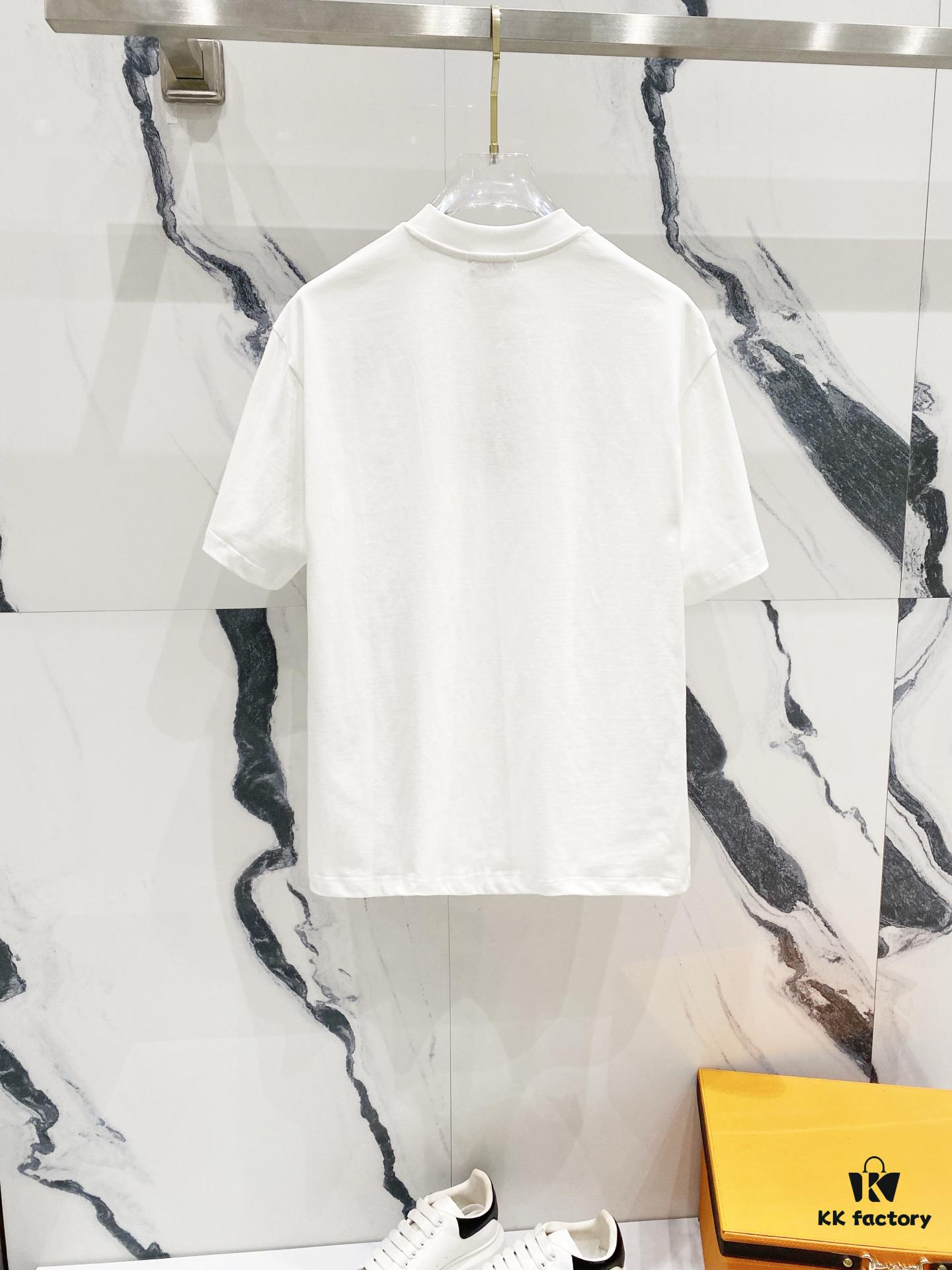 DIOR 320g Crew Neck Short Sleeve T-Shirt with Classic CD Silver Logo Embroidery