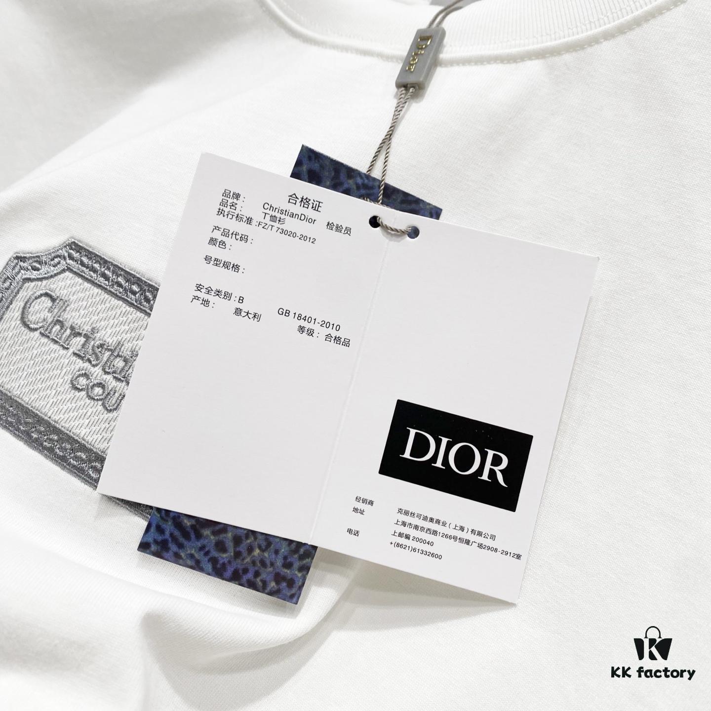 DIOR 320g Crew Neck Short Sleeve T-Shirt with Classic CD Silver Logo Embroidery