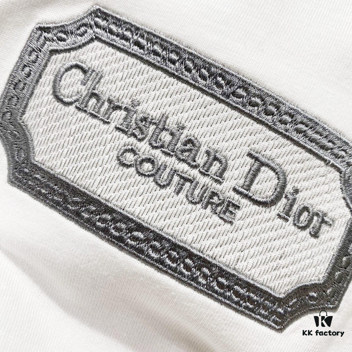 DIOR 320g Crew Neck Short Sleeve T-Shirt with Classic CD Silver Logo Embroidery