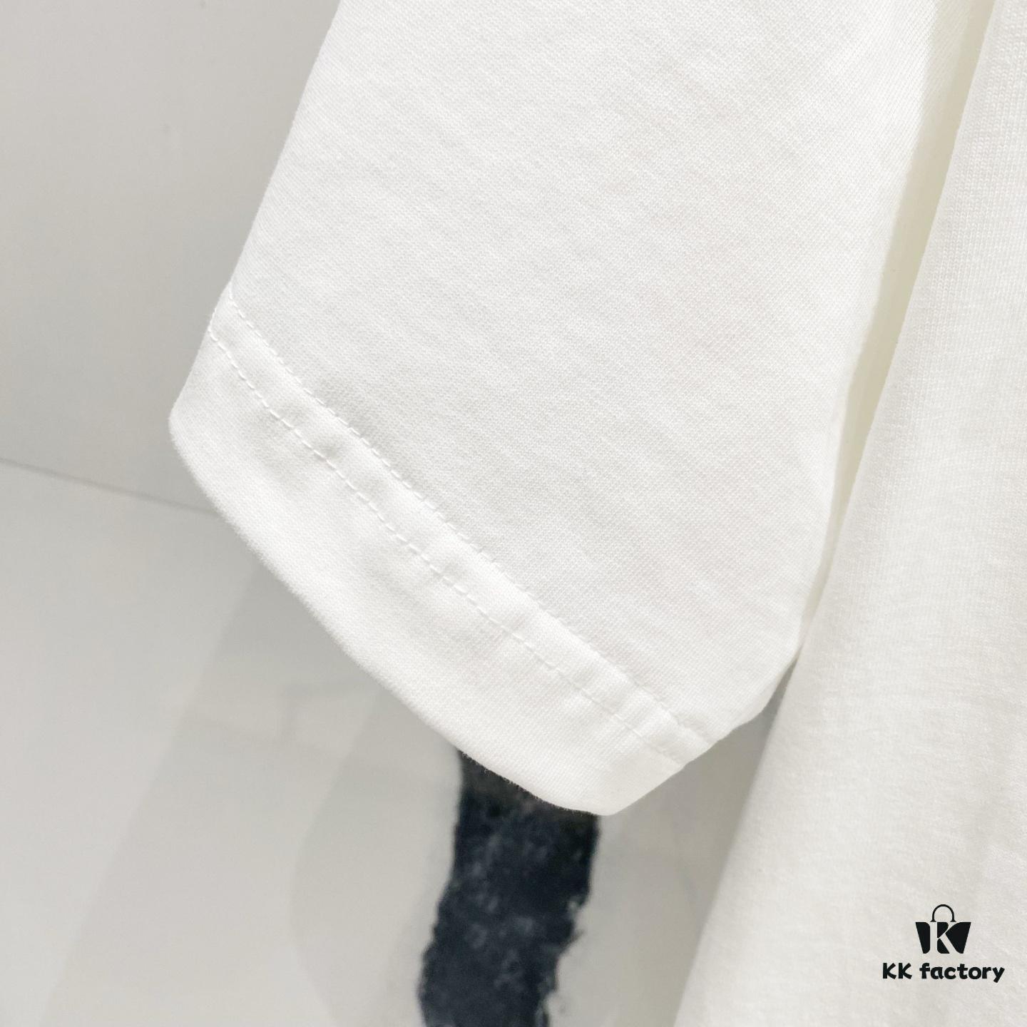 DIOR 320g Crew Neck Short Sleeve T-Shirt with Classic CD Silver Logo Embroidery