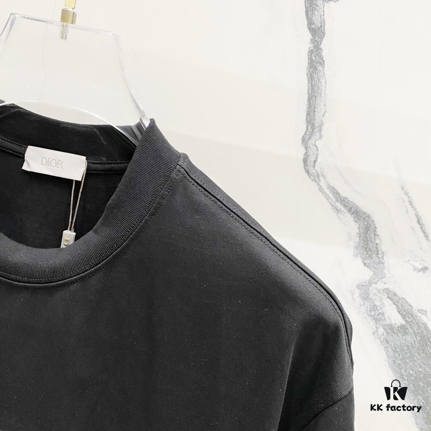 DIOR 320g Crew Neck Short Sleeve T-Shirt with Classic CD Silver Logo Embroidery