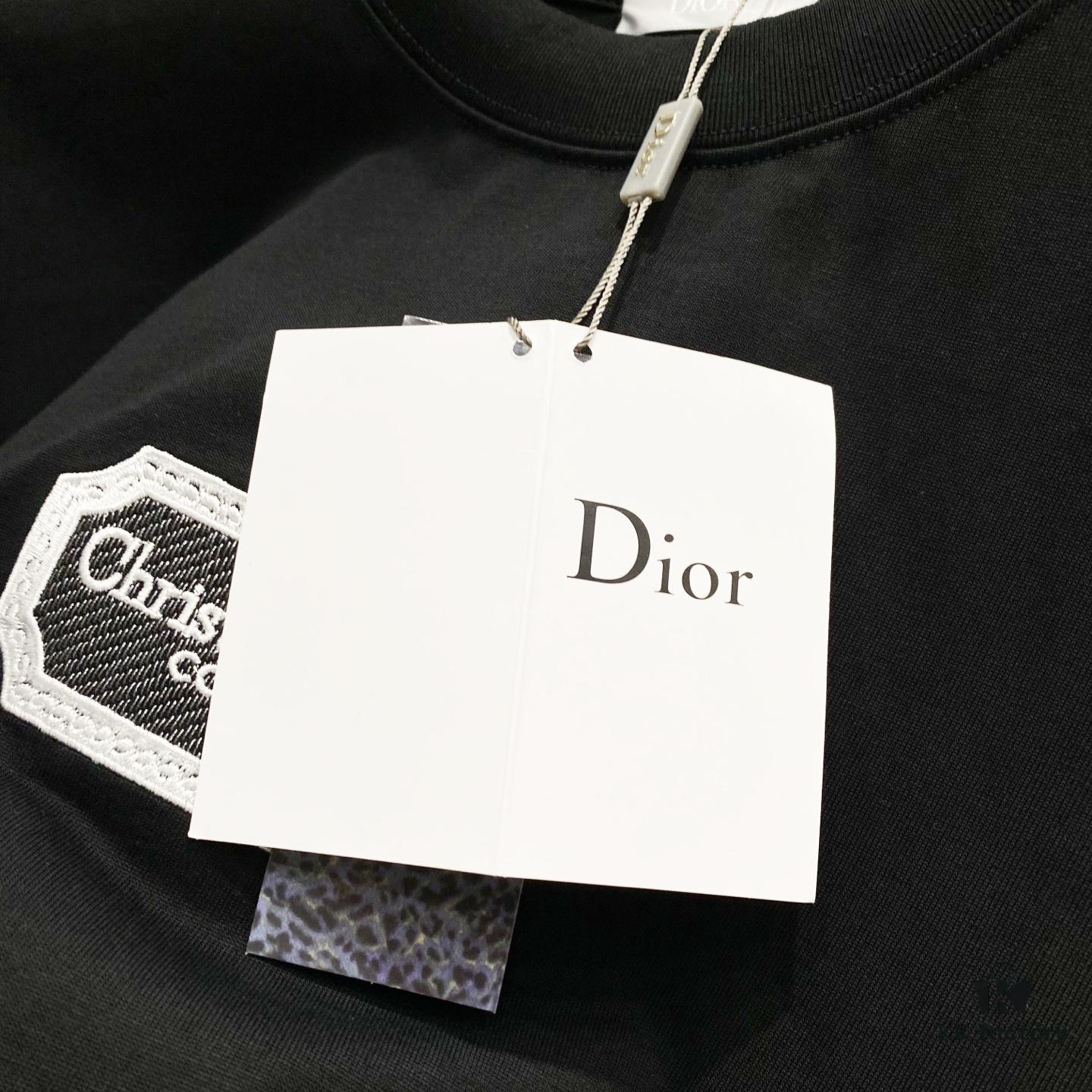 DIOR 320g Crew Neck Short Sleeve T-Shirt with Classic CD Silver Logo Embroidery
