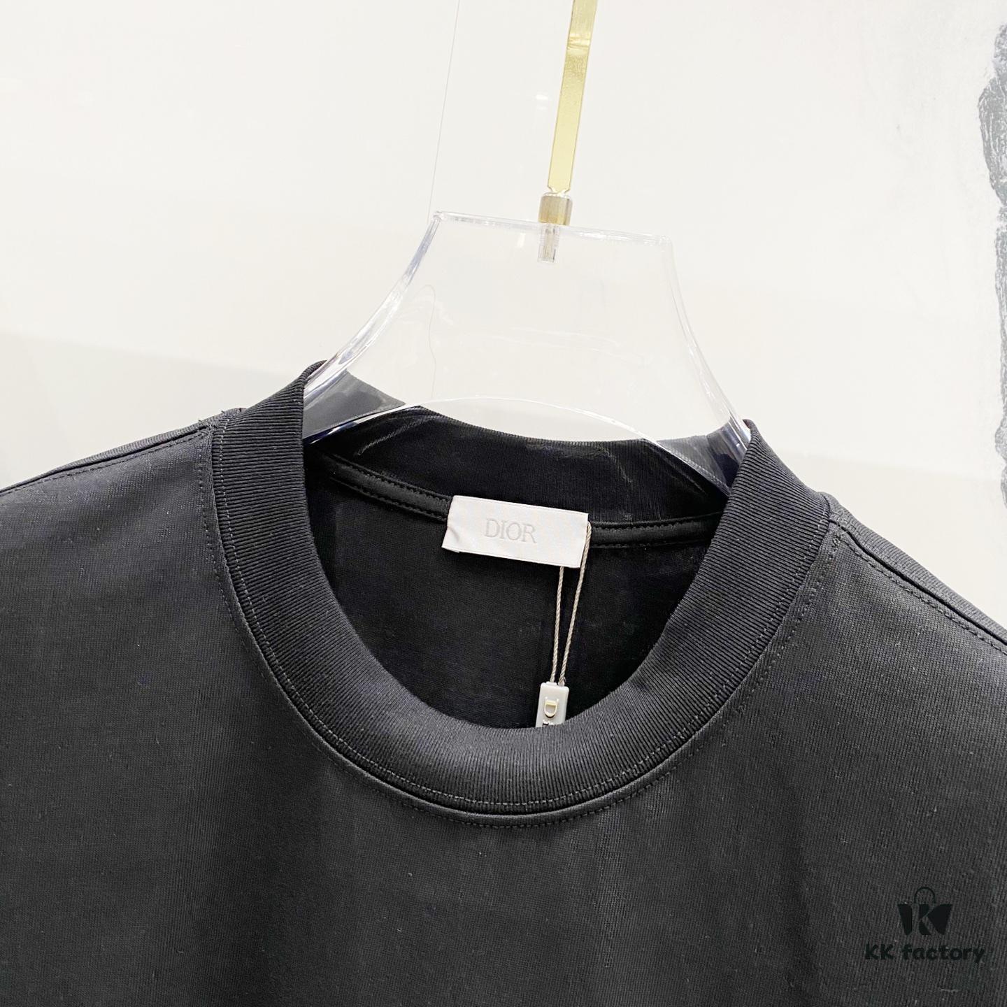 DIOR 320g Crew Neck Short Sleeve T-Shirt with Classic CD Silver Logo Embroidery