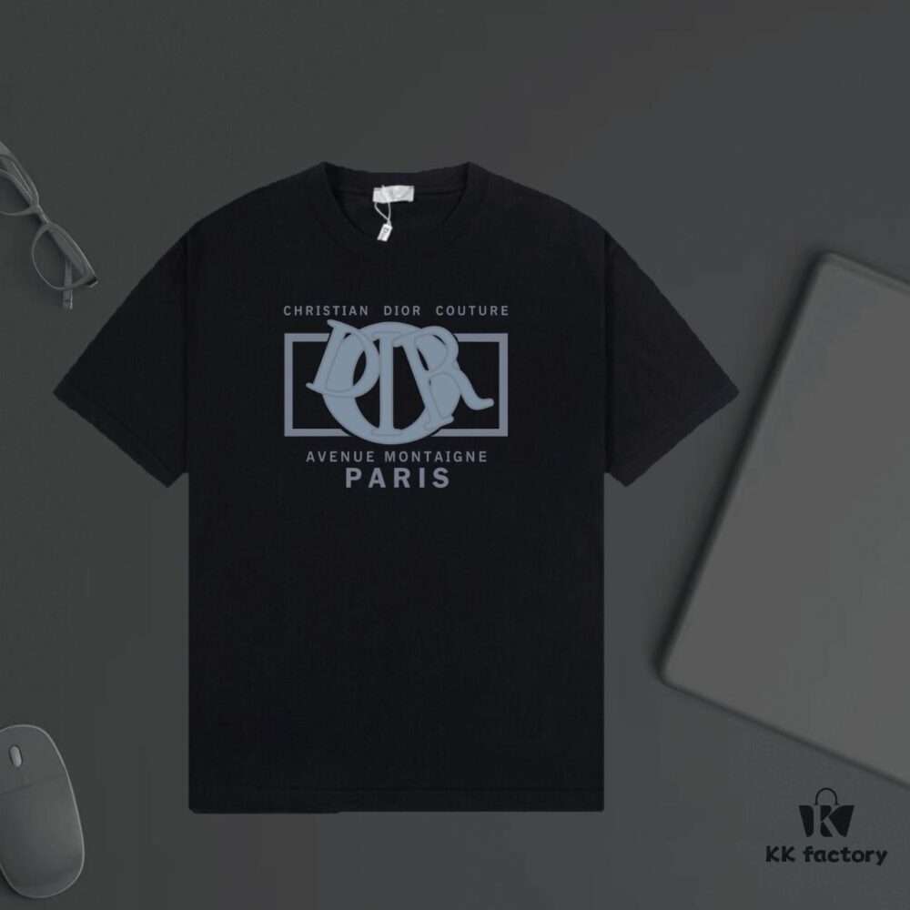 DIOR Logo Print Short-Sleeve T-Shirt, Heavyweight 320g Per-Batch Dyed Fabric, Soft Touch, Stylish and Versatile Unisex Design