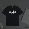 DIOR Logo Print Short Sleeve T-Shirt, Heavyweight 320g Garment-Dyed Fabric, Unisex Fashion Comfortable Tee
