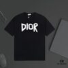 DIOR Logo Print Heavyweight T-Shirt 320g Per-Cylinder Dyed Fabric Comfortable Touch Unisex Stylish and Versatile Black and White