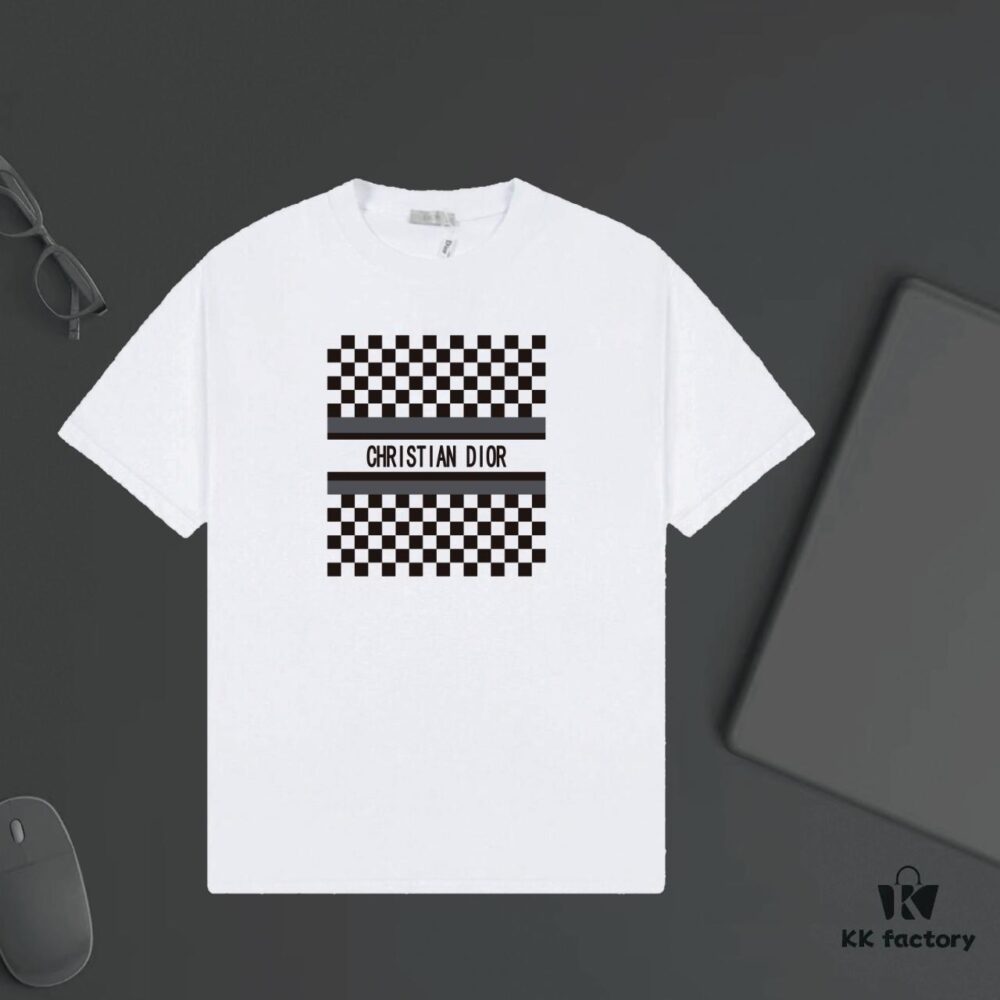 DIOR P70 Letter Print Short Sleeve T-Shirt Heavyweight 320g Garment-Dyed Fabric Comfortable Feel Unisex Stylish and Versatile Essential Wear