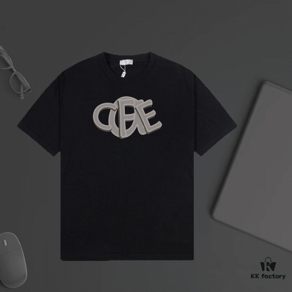 DIOR Letter Print Short Sleeve T-Shirt, Custom 240g Ring-Dyed Fabric, Soft Touch, Stylish and Versatile Unisex Design