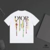 DIOR Letter Graffiti Print Short Sleeve T-Shirt in Custom 240g Dyed Fabric