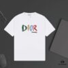 DIOR Letter Print Two-Tone Short Sleeve T-Shirt - Custom 240g Ring-Dyed Fabric, Soft Touch, Stylish and Versatile Unisex Design