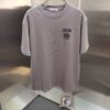 Dior D'Or (Embroidered Premium Version, Distinct from Standard Stock) Short Sleeve T-Shirt 300g Double Yarn 100% Cotton Unisex Design in Black, White, Grey, and Angora Red