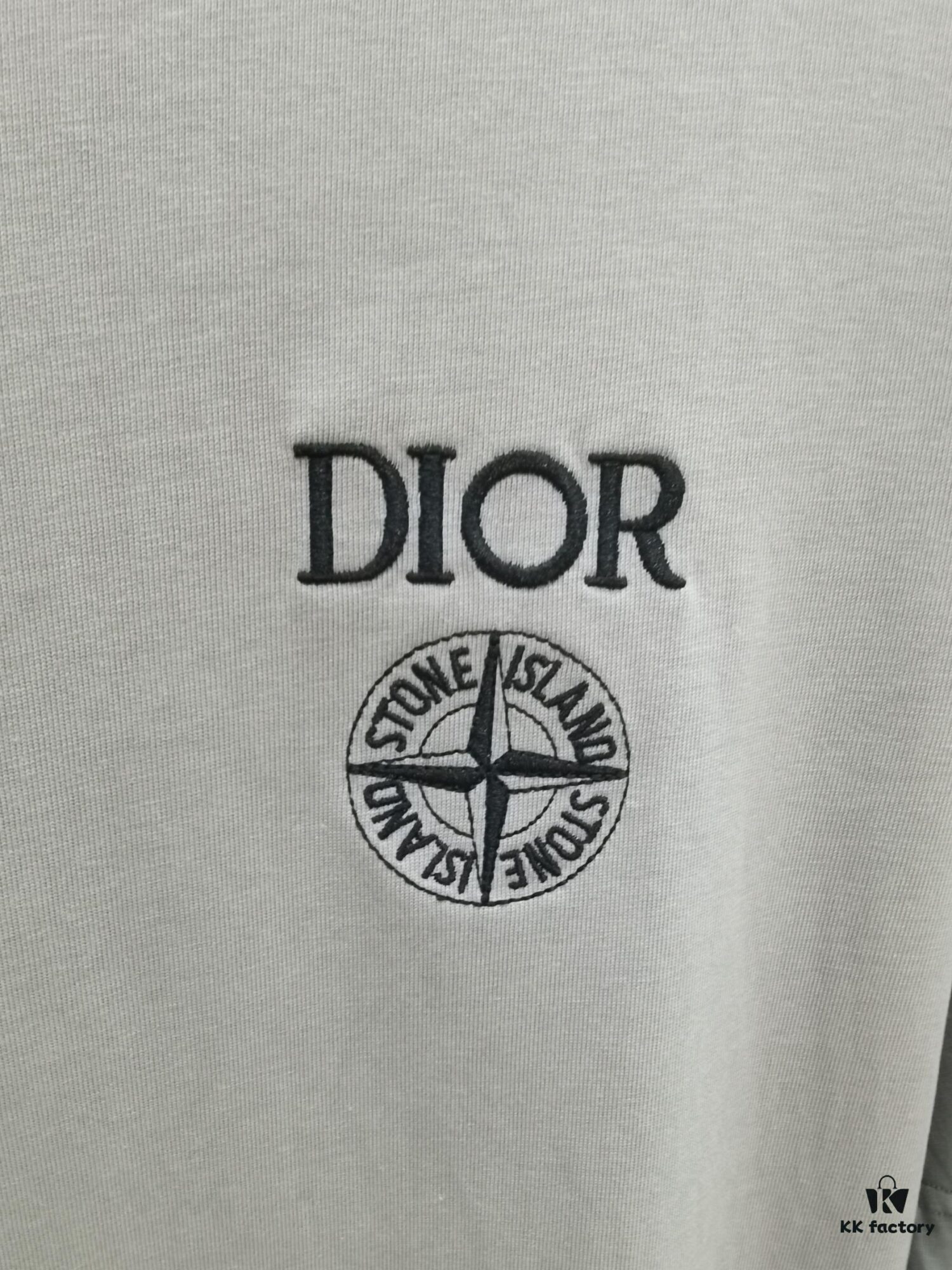 Dior D'Or (Embroidered Premium Version, Distinct from Standard Stock) Short Sleeve T-Shirt 300g Double Yarn 100% Cotton Unisex Design in Black, White, Grey, and Angora Red