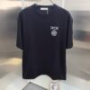 Dior D'Or (Embroidered Premium Version, Different from Standard Stock) Short Sleeve T-Shirt 300g Double Yarn 100% Cotton Unisex Black White Grey Angora Red
