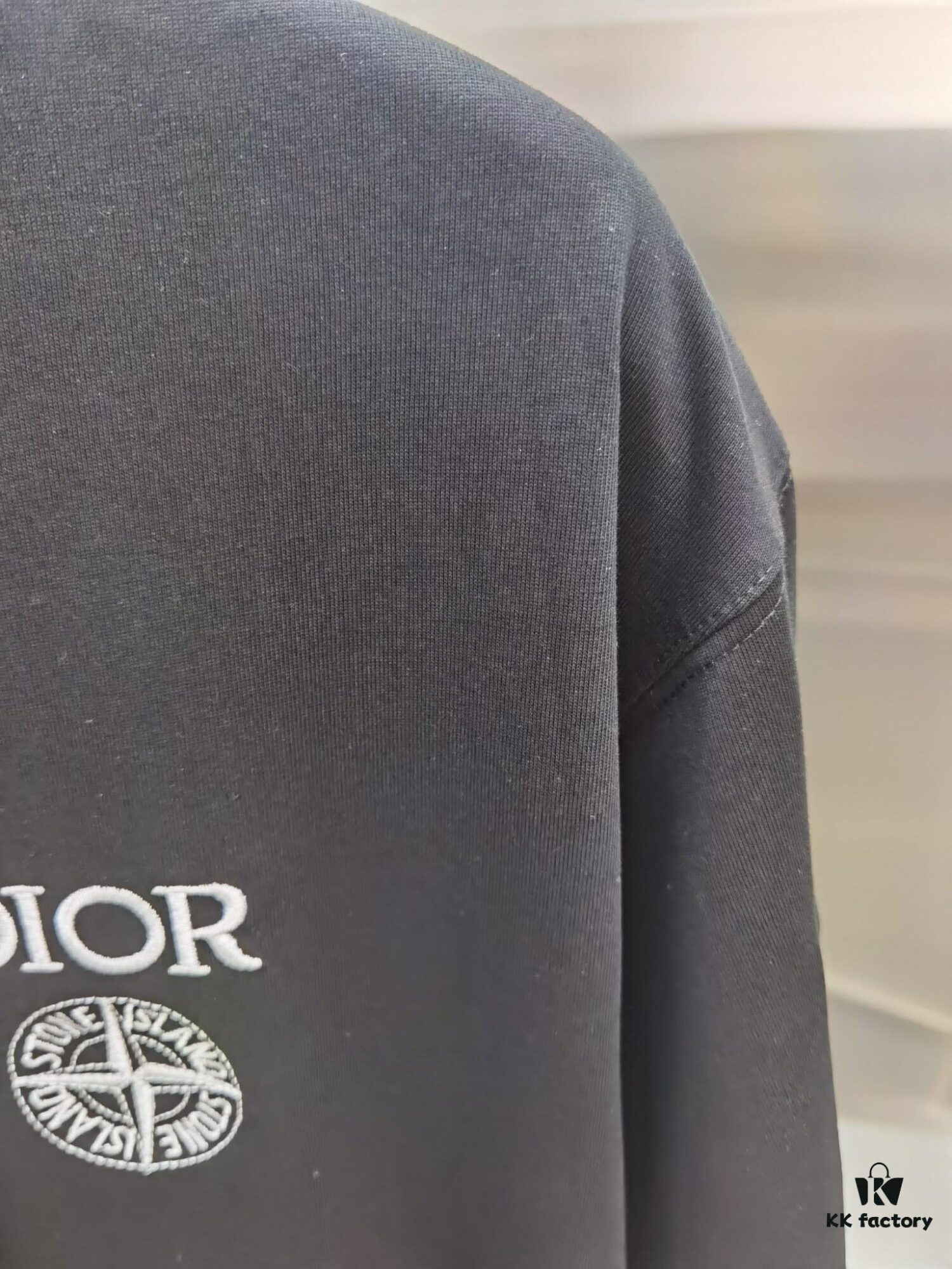 Dior D'Or (Embroidered Premium Version, Different from Standard Stock) Short Sleeve T-Shirt 300g Double Yarn 100% Cotton Unisex Black White Grey Angora Red