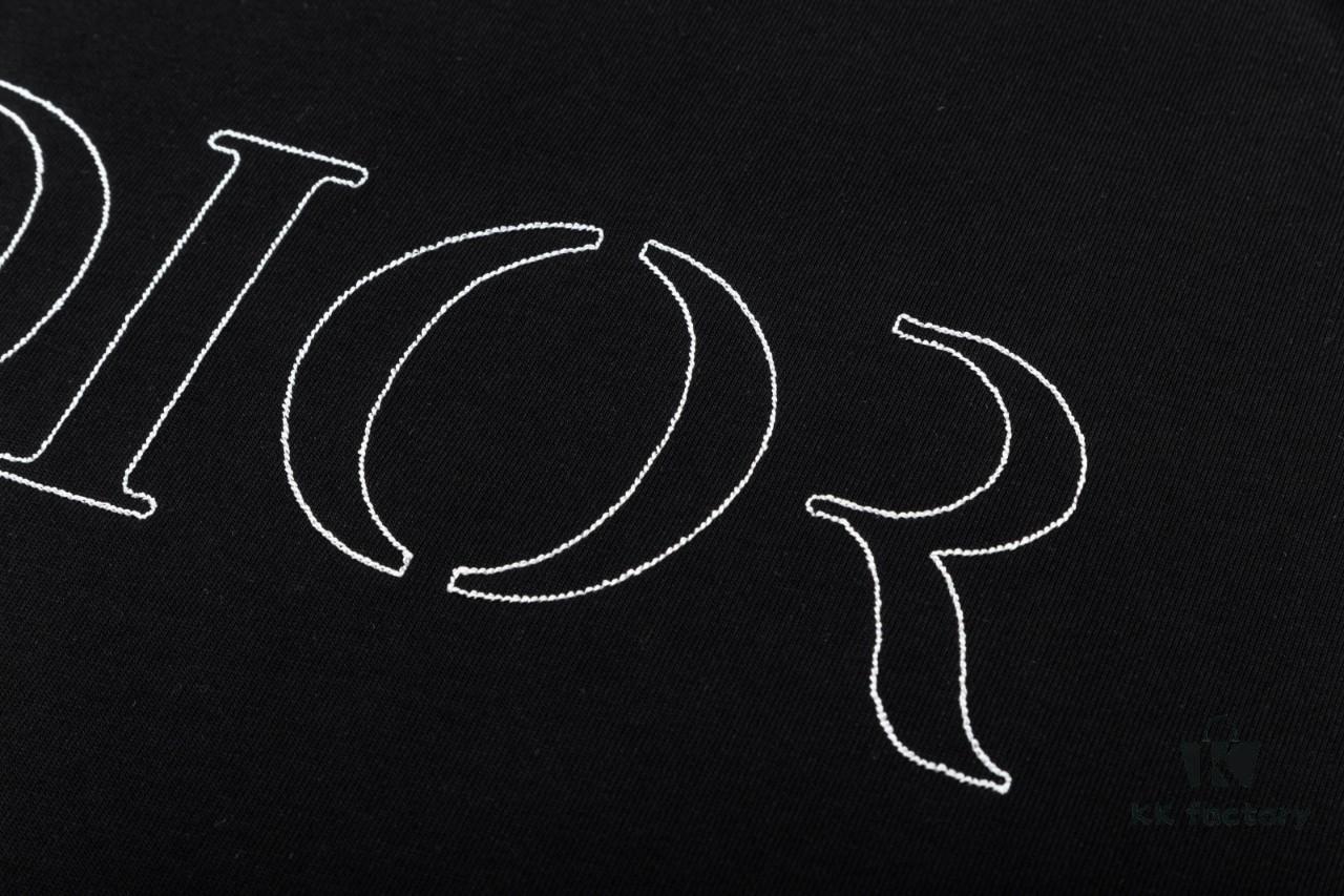 Dior Dior (Embroidery Premium Version, Different from Standard Stock) Short Sleeve T-Shirt, 300g Double-Yarn 100% Cotton, 320g Selanor 1x1 Ribbing, Embroidered Logo, Unisex Design, Colors: Sky Blue, Black, Red