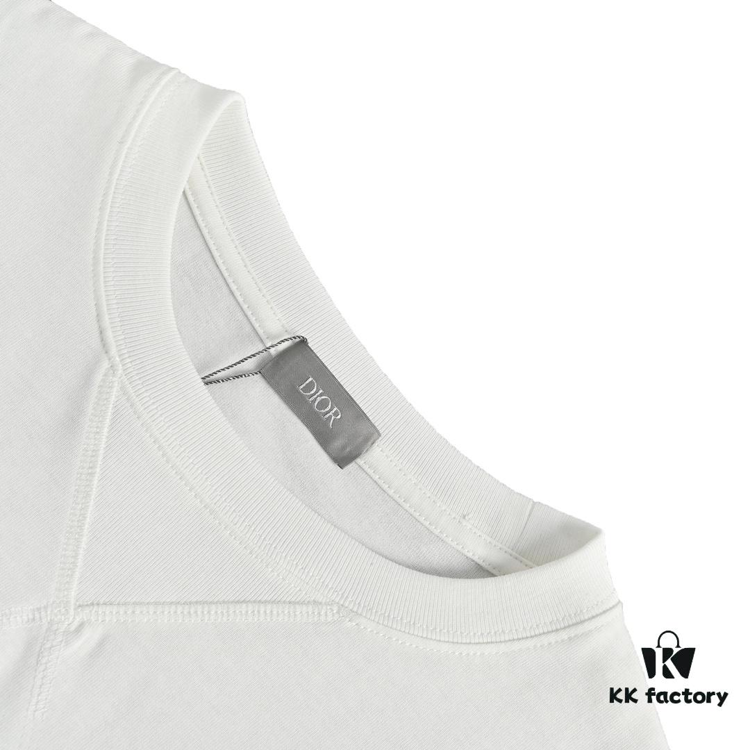 Dior 22SS Embroidered Floral Letter Short Sleeve T-Shirt