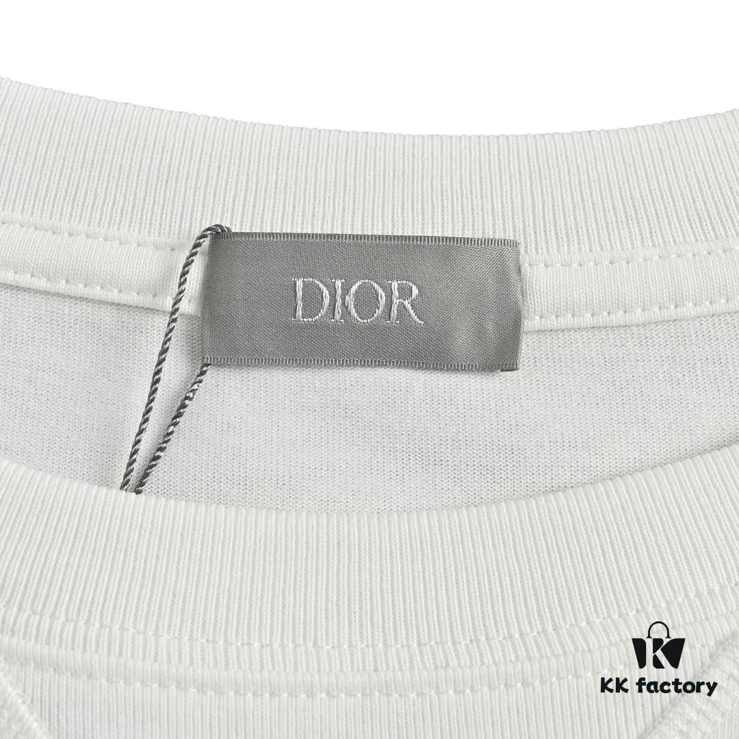 Dior 22SS Embroidered Floral Letter Short Sleeve T-Shirt