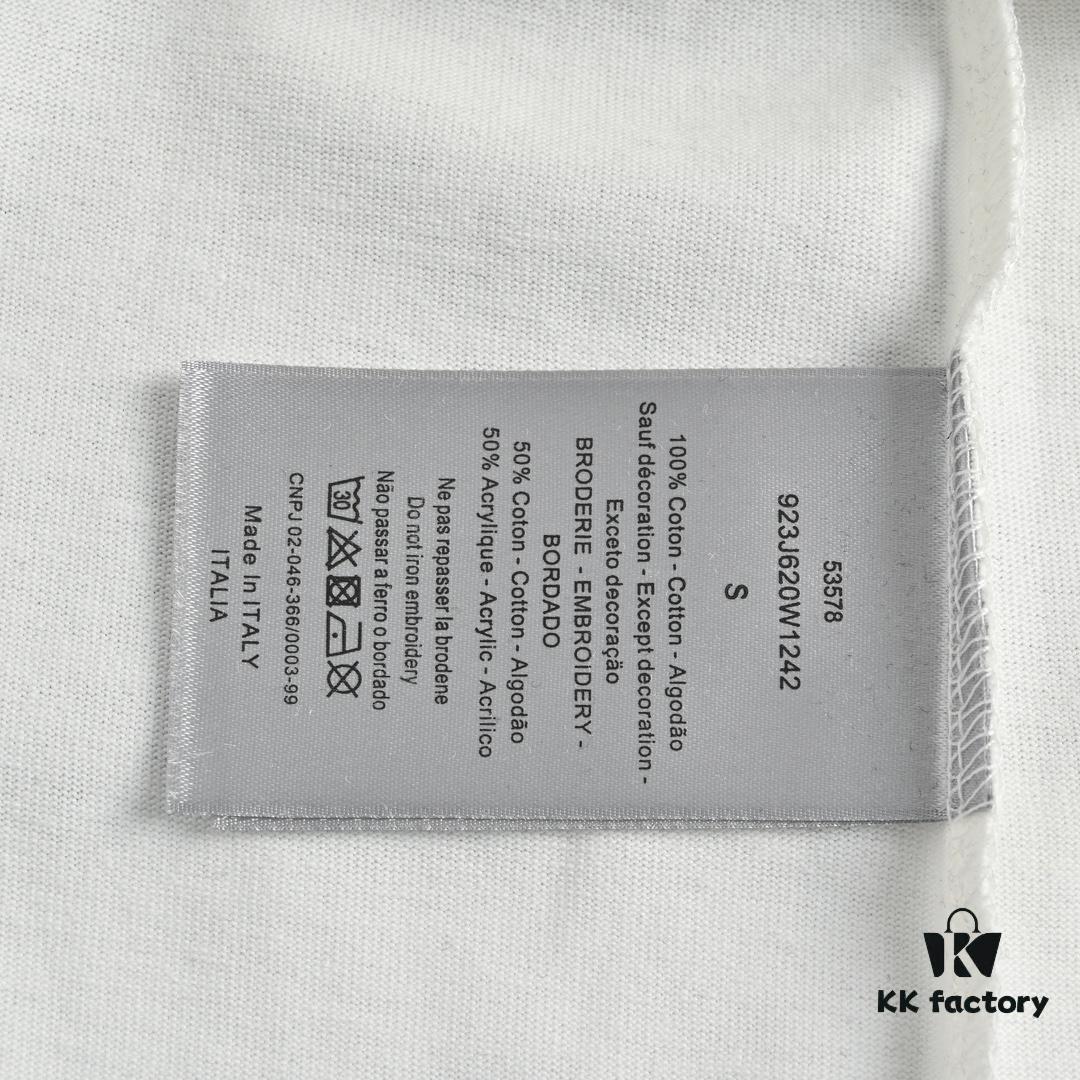 Dior 22SS Embroidered Floral Letter Short Sleeve T-Shirt