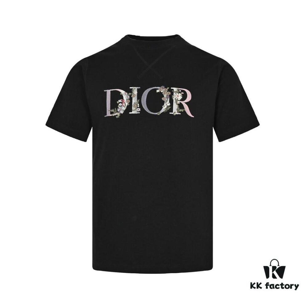 Dior 22SS Embroidered Floral Letter Short-Sleeve