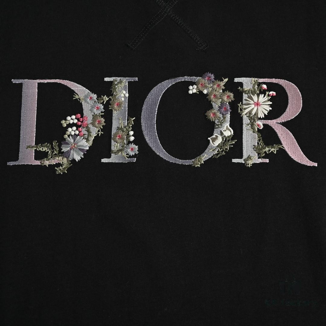 Dior 22SS Embroidered Floral Letter Short-Sleeve