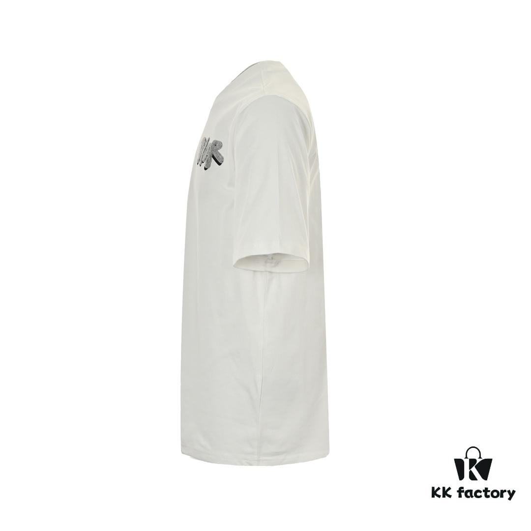 Dior Logo Embroidered Short Sleeve T-Shirt with Double-Layer Toothbrush Stitch